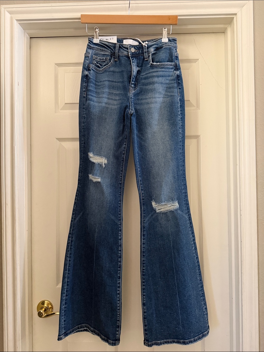 High Rise Flared Distressed Women’s Jeans - Blue